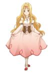  bare_shoulders blonde_hair brown_eyes dress female hotaruk long_hair luserina_barows necklace shoes socks solo suikoden suikoden_v 