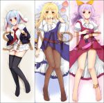  anklet bad_id barefoot blonde_hair bunny_ears dakimakura feet food fruit jewelry jing_hu kiyoshi_mizuumi_+ legs long_hair pantyhose peach ponytail print_pantyhose purple_eyes purple_hair rabbit_ears red_eyes reisen sample short_hair thigh-highs thighhighs touhou violet_eyes watatsuki_no_toyohime watatsuki_no_yorihime yellow_eyes 