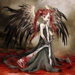  blade blood evil original red_eyes redhead robes weapon wings 