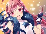  android earmuffs gloves headphones hikarino long_hair miki_(vocaloid) pink_eyes pink_hair robot_joints sf-a2_miki smile solo striped striped_gloves vocaloid 