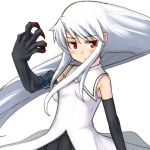  blush elbow_gloves flat_chest gloves jingai_modoki long_hair monster_girl ningai_modoki original red_eyes solo white_hair 