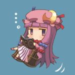  blush book chibi hat jingai_modoki long_hair lowres ningai_modoki patchouli_knowledge purple_eyes purple_hair touhou violet_eyes |_| 