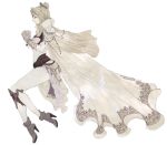   blonde_hair boots cape closed_eyes female final_fantasy final_fantasy_iv hair_ornament high_heels long_hair pantyhose rika_(artist) rosa_farrell shoulder_pads solo tiara  