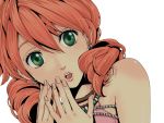  bad_id coco-nattou coco_(nattou) earrings face final_fantasy final_fantasy_xiii green_eyes jewelry oerba_dia_vanille open_mouth orange_hair short_twintails simple_background solo twintails white_background 