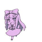  bad_id chibi child hair_ribbon happy jingai_modoki long_hair lowres monochrome ningai_modoki os purple ribbon simple_background white_background 