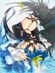 asymmetrical_wings bare_shoulders blue_hair bow breasts cleavage detached_sleeves dizzy guilty_gear hair_bow hair_ribbon long_hair red_eyes ribbon solo tail tail_ribbon twintails wings yamaneko