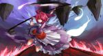  blush breasts clear_echoes hair_bobbles hair_ornament highres hitodama onozuka_komachi open_mouth red_eyes red_hair redhead sash scythe short_hair short_sleeves skirt solo touhou twintails 