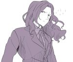  berserker_(fate/zero) fate/zero fate_(series) formal jirafu long_hair monochrome necktie pout purple solo suit 