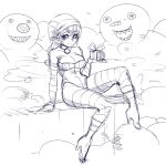 adult alternate_breast_size blush boots box breasts choker cleavage gem gift gift_box hat high_heel_boots high_heels highres leotard maniacpaint midna monochrome pointy_ears santa_hat shoes sketch smile snowman solo striped striped_legwear the_legend_of_zelda thigh-highs thigh_boots thighhighs twilight_princess 