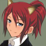  adriana_visconti animal_ears blue_eyes blush character_request earrings em jewelry looking_at_viewer lowres ponytail red_hair redhead short_hair short_ponytail smile solo strike_witches 