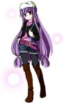  alternate_costume boots casual contemporary crescent hat legwear_under_shorts long_hair pantyhose patchouli_knowledge pilky purple_hair shorts solo thigh-highs thigh_boots thighhighs touhou 