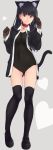  absurdres amagami animal_ears ayatsuji_tsukasa bell bell_collar black_hair black_legwear bottomless cat_ears cat_tail collar gloves highres long_hair mary_janes paw_pose sailor_dress santa_(sunflower) school_swimsuit shoes solo swimsuit swimsuit_under_clothes tail thigh-highs thighhighs 