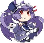  ban bare_shoulders celia_(chaos_code) chaos_code chibi corset detached_sleeves dress frilled_dress frills gothic_lolita hairband hat highres lolita_fashion long_hair mini_top_hat official_art purple_hair red_eyes smile solo top_hat transparent_background very_long_hair 