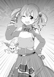  breastplate dragon esupe fingerless_gloves gloves highres monochrome short_hair short_twintails silica solo sword_art_online thigh-highs thighhighs twintails wink 