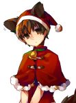  animal_ears bell brown_eyes brown_hair capelet child christmas fate/zero fate_(series) hat itokin0 kotomine_kirei santa_costume santa_hat solo tail wolf_ears wolf_tail young 
