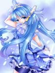  airi_(megumi0216) aoki_reika back bike_shorts blue_eyes blue_hair breasts cure_beauty dress hair_tubes head_wings ice_sword long_hair magical_girl precure skirt smile_precure! snow tiara wrist_cuffs 