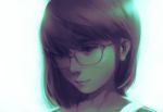  copyright_request glasses highres lips long_hair nose portrait realistic sepia wack 