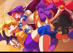  arcana_heart artist_request bat_wings bike_shorts blonde_hair blush boots braid breasts cape demon_girl elbow_pads female fingerless_gloves glasses gloves hand_holding hat holding_hands interlocked_fingers knee_pads large_breasts lilica_felchenerow long_hair multiple_girls official_art pointy_ears purple_eyes red-framed_glasses red_eyes red_hair redhead single_braid skirt sleeveless sweater tubetop twintails unzipped very_long_hair violet_eyes wings witch witch_hat yasuzumi_yoriko zipper 