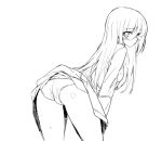  ass blush dakian from_behind glasses long_hair looking_back military military_uniform monochrome panties perrine_h_clostermann solo strike_witches underwear uniform 