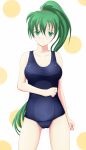  co-de fire_emblem fire_emblem:_rekka_no_ken green_eyes green_hair highres long_hair lyndis_(fire_emblem) ponytail school_swimsuit solo swimsuit 