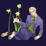  blonde_hair flower formal hands high_heels jojo_no_kimyou_na_bouken kira_yoshikage necktie p-geist2 shoes solo suit yellow_eyes 