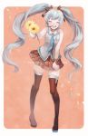  boots closed_eyes eyes_closed flower hatsune_miku headset highres iaki_mochiko long_hair necktie open_mouth skirt solo thigh-highs thigh_boots thighhighs twintails very_long_hair vocaloid 