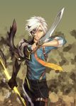  green_eyes ludger_will_kresnik miho_(mi) necktie short_hair solo sword tales_of_(series) tales_of_xillia tales_of_xillia_2 transformation weapon white_hair 