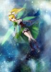  1girl braid breasts cleavage female green_eyes highres leafa long_hair michi_ta_(masquerade) pointy_ears solo sword_art_online twin_braids wings 