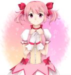  amulet dress gloves hair_ribbon kaname_madoka magical_girl mahou_shoujo_madoka_magica mairi_(carnelian) pentagram pink_eyes pink_hair ribbon short_hair short_twintails smile solo twintails 