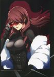  absurdres bust highres kirijou_mitsuru long_hair official_art persona persona_3 persona_4:_the_ultimate_in_mayonaka_arena red_eyes red_hair redhead soejima_shigenori solo sunglasses 