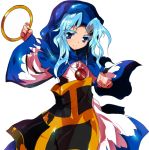  blue_eyes blue_hair clenched_hand colored_eyelashes dress eyelashes game_cg hood hoodie hopeless_masquerade jewelry kumoi_ichirin long_hair long_sleeves looking_at_viewer necklace official_art pendant ring smile solo touhou transparent_background wide_sleeves 