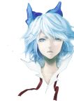 blue_eyes blue_hair bow bust cirno collar collarbone crying face hair_bow looking_at_viewer open_collar open_mouth portrait ribbon short_hair sizu solo touhou 