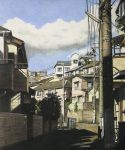  building cityscape cloud clouds colored_pencil_(medium) dated fence original power_lines real_world_location ryota884 sky street telephone_pole traditional_media 