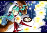  deer hatsune_miku japanese_clothes kimono lantern snow_bunny uchikake vocaloid yuki_miku 