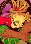  akira_atsushi blonde_hair crying diego_brando green_eyes hand_on_another&#039;s_face hand_on_another's_face hat hat_ribbon hot_pants_(sbr) johnny_joestar jojo_no_kimyou_na_bouken lipstick makeup ribbon scary_monster_(stand) stand_(jojo) steel_ball_run tail tears 