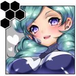  beta_(inazuma_eleven) blush breasts bust circle_cut face green_hair heart inazuma_eleven_(series) inazuma_eleven_go inazuma_eleven_go_chrono_stone long_hair lowres mataro open_mouth protocol_omega purple_eyes solo violet_eyes 