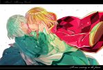  1girl blonde_hair blush closed_eyes couple dress eyes_closed howl howl_no_ugoku_shiro hug jewelry pendant smile sophie studio_ghibli tachibana_amane_(amane01a) white_hair 