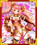  breasts hair_ornament highres horns large_breasts long_hair mound_of_venus navel open_mouth original pink_eyes pink_hair smile solo twintails yuiyuimoe 