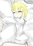  blonde_hair closed_eyes eyes_closed hat hat_removed headwear_removed kazetto lunasa_prismriver panties pillow rough shirt sleeping solo touhou underwear 
