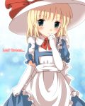  apron blonde_hair blue_eyes dress elbow_gloves fuyoyo gloves hat kana_anaberal ribbon short_hair solo sun_hat touhou touhou_(pc-98) yellow_eyes 