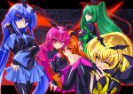  bad_end_beauty bad_end_happy bad_end_march bad_end_peace bad_end_precure bad_end_sunny blonde_hair blue_eyes blue_hair bodysuit dark_persona green_eyes green_hair grey_background letterboxed long_hair mtu multiple_girls orange_eyes orange_hair pink_eyes pink_hair precure skirt smile smile_precure! tiara yellow_eyes 