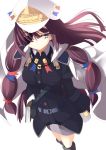  book boots eyepatch gloves hat highres long_hair military military_uniform patchouli_knowledge purple_eyes purple_hair simple_background solo sukage touhou uniform violet_eyes white_background white_gloves 
