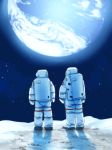  astronaut blue earth epic good_end japanese_flag katagiri moon multiple_boys nanba_hibito nanba_mutta rough science_fiction shadow siblings space spacesuit spoilers star_(sky) uchuu_kyoudai 