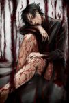  black_eyes black_hair corruption dark_persona edamameme emiya_kiritsugu fate/zero fate_(series) realistic red_eyes solo 