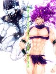  2boys cars_(jojo) gedoooo happy_new_year horns jojo_no_kimyou_na_bouken loincloth long_hair multiple_boys muscle purple_eyes purple_hair stand_(jojo) violet_eyes whitesnake_(stand) 