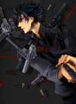  1boy black_eyes black_hair bullet emiya_kiritsugu fate/zero fate_(series) fley3black gun handgun pistol revolver solo weapon 