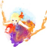  blonde_hair colorful highres orange_eyes outstretched_arms red_eyes rumia sakana_(packetsjp) smile solo touhou 
