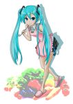  hair_ornament hairclip hatsune_miku highres ladle slippers smile solo twintails vocaloid yuta1147 