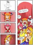  3girls 4koma comic finnish hoshiguma_yuugi ibaraki_kasen ibuki_suika multiple_girls oni setz tearing_clothes torn_clothes touhou translated 