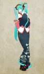  1girl female hair_ornament hairpin hatsune_miku highres japanese_clothes solo spring_onion teku_(the3dempire) vocaloid 